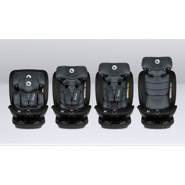 Lionelo - Scaun auto Bastiaan RWF i-Size, Pozitie de somn, Protectie laterala, Rotire 360 grade, 0-36 Kg, Cu Isofix si Centura Top Tether, Conform cu standardul european de securitate ECE R129, Gri BYNLO-BASTIAAN_RWF_ISIZE_GREY_STONE