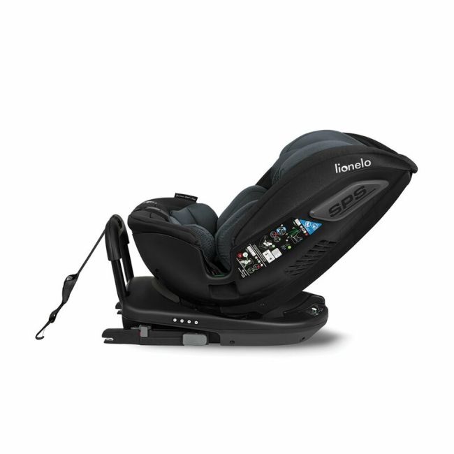 Lionelo - Scaun auto Bastiaan RWF i-Size, Pozitie de somn, Protectie laterala, Rotire 360 grade, 0-36 Kg, Cu Isofix si Centura Top Tether, Conform cu standardul european de securitate ECE R129, Gri BYNLO-BASTIAAN_RWF_ISIZE_GREY_STONE