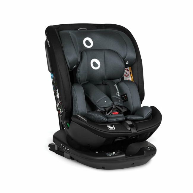 Lionelo - Scaun auto Bastiaan RWF i-Size, Pozitie de somn, Protectie laterala, Rotire 360 grade, 0-36 Kg, Cu Isofix si Centura Top Tether, Conform cu standardul european de securitate ECE R129, Gri BYNLO-BASTIAAN_RWF_ISIZE_GREY_STONE