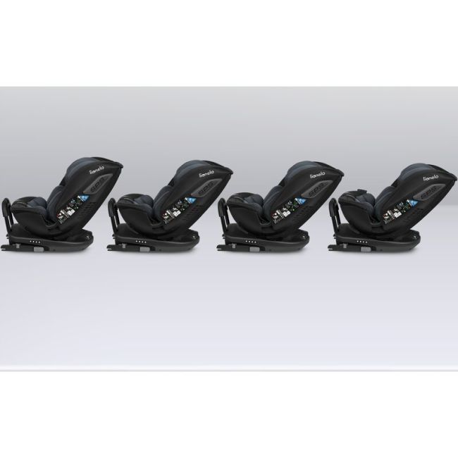 Lionelo - Scaun auto Bastiaan RWF i-Size, Pozitie de somn, Protectie laterala, Rotire 360 grade, 0-36 Kg, Cu Isofix si Centura Top Tether, Conform cu standardul european de securitate ECE R129, Gri BYNLO-BASTIAAN_RWF_ISIZE_GREY_STONE