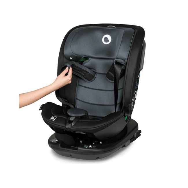 Lionelo - Scaun auto Bastiaan RWF i-Size, Pozitie de somn, Protectie laterala, Rotire 360 grade, 0-36 Kg, Cu Isofix si Centura Top Tether, Conform cu standardul european de securitate ECE R129, Gri BYNLO-BASTIAAN_RWF_ISIZE_GREY_STONE