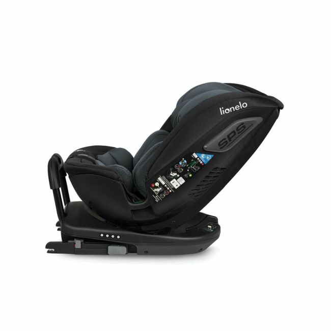 Lionelo - Scaun auto Bastiaan RWF i-Size, Pozitie de somn, Protectie laterala, Rotire 360 grade, 0-36 Kg, Cu Isofix si Centura Top Tether, Conform cu standardul european de securitate ECE R129, Gri BYNLO-BASTIAAN_RWF_ISIZE_GREY_STONE