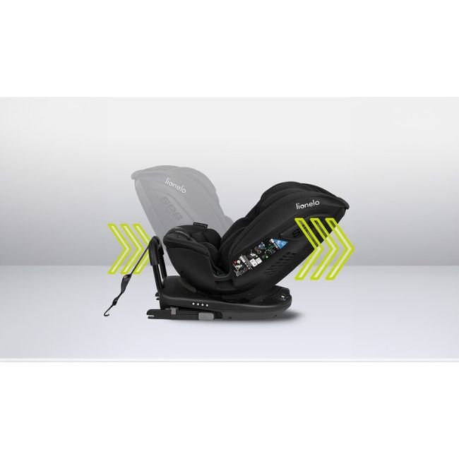 Lionelo - Scaun auto Bastiaan RWF i-Size, Pozitie de somn, Protectie laterala, Rotire 360 grade, 0-36 Kg, Cu Isofix si Centura Top Tether, Conform cu standardul european de securitate ECE R129, Negru BYNLO-BASTIAAN_RWF_ISIZE_BLACK_CARBON