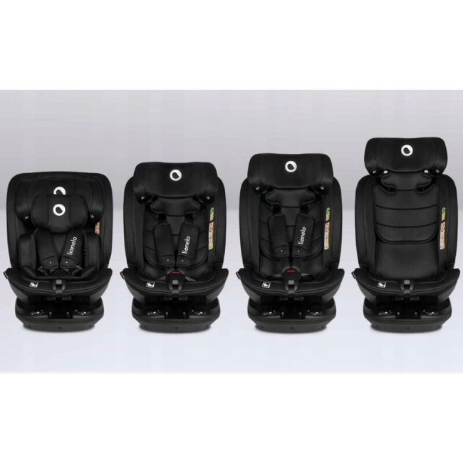 Lionelo - Scaun auto Bastiaan RWF i-Size, Pozitie de somn, Protectie laterala, Rotire 360 grade, 0-36 Kg, Cu Isofix si Centura Top Tether, Conform cu standardul european de securitate ECE R129, Negru BYNLO-BASTIAAN_RWF_ISIZE_BLACK_CARBON