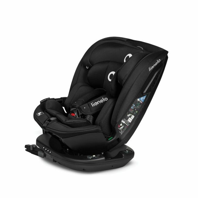 Lionelo - Scaun auto Bastiaan RWF i-Size, Pozitie de somn, Protectie laterala, Rotire 360 grade, 0-36 Kg, Cu Isofix si Centura Top Tether, Conform cu standardul european de securitate ECE R129, Negru BYNLO-BASTIAAN_RWF_ISIZE_BLACK_CARBON