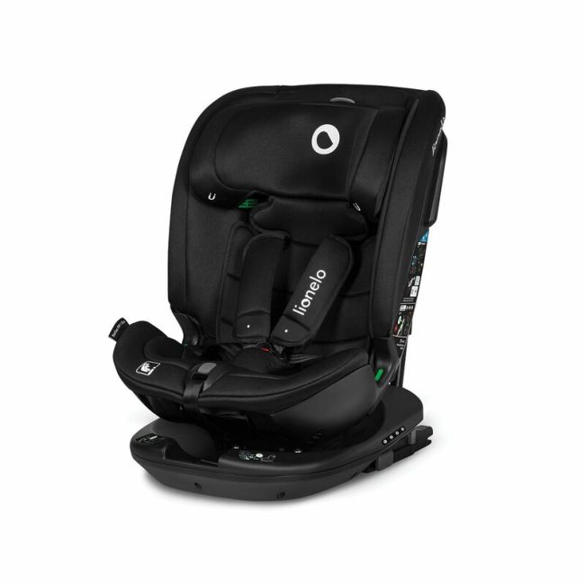 Lionelo - Scaun auto Bastiaan RWF i-Size, Pozitie de somn, Protectie laterala, Rotire 360 grade, 0-36 Kg, Cu Isofix si Centura Top Tether, Conform cu standardul european de securitate ECE R129, Negru BYNLO-BASTIAAN_RWF_ISIZE_BLACK_CARBON