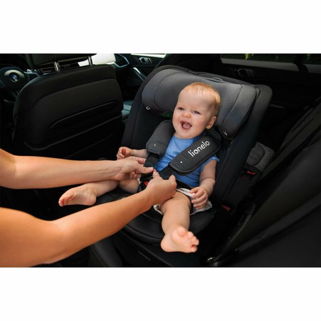 Lionelo - Scaun auto Bastiaan RWF i-Size, Pozitie de somn, Protectie laterala, Rotire 360 grade, 0-36 Kg, Cu Isofix si Centura Top Tether, Conform cu standardul european de securitate ECE R129, Negru BYNLO-BASTIAAN_RWF_ISIZE_BLACK_CARBON