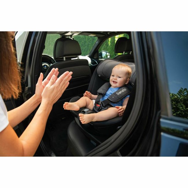 Lionelo - Scaun auto Bastiaan RWF i-Size, Pozitie de somn, Protectie laterala, Rotire 360 grade, 0-36 Kg, Cu Isofix si Centura Top Tether, Conform cu standardul european de securitate ECE R129, Negru BYNLO-BASTIAAN_RWF_ISIZE_BLACK_CARBON