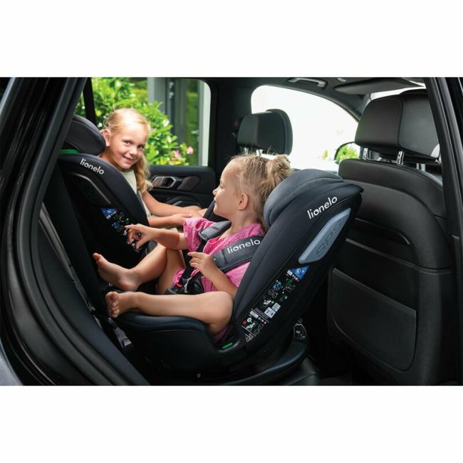 Lionelo - Scaun auto Bastiaan RWF i-Size, Pozitie de somn, Protectie laterala, Rotire 360 grade, 0-36 Kg, Cu Isofix si Centura Top Tether, Conform cu standardul european de securitate ECE R129, Negru BYNLO-BASTIAAN_RWF_ISIZE_BLACK_CARBON
