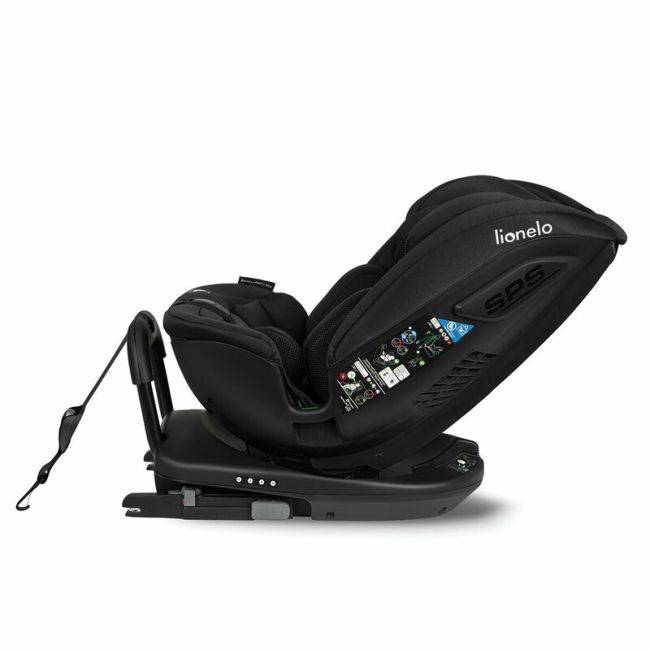 Lionelo - Scaun auto Bastiaan RWF i-Size, Pozitie de somn, Protectie laterala, Rotire 360 grade, 0-36 Kg, Cu Isofix si Centura Top Tether, Conform cu standardul european de securitate ECE R129, Negru BYNLO-BASTIAAN_RWF_ISIZE_BLACK_CARBON
