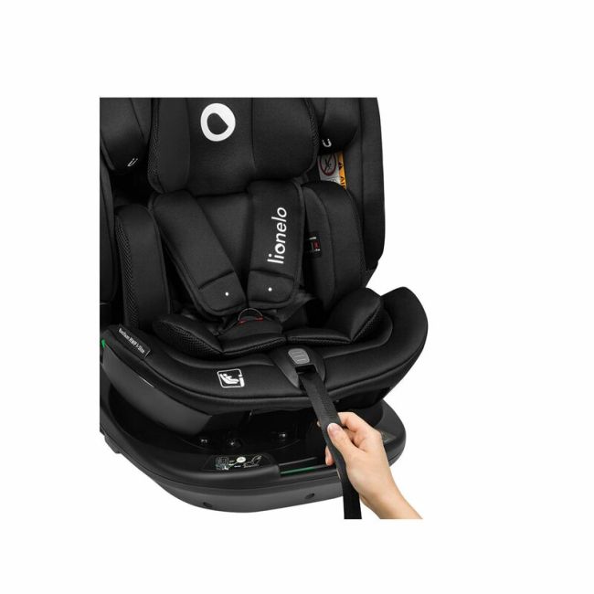 Lionelo - Scaun auto Bastiaan RWF i-Size, Pozitie de somn, Protectie laterala, Rotire 360 grade, 0-36 Kg, Cu Isofix si Centura Top Tether, Conform cu standardul european de securitate ECE R129, Negru BYNLO-BASTIAAN_RWF_ISIZE_BLACK_CARBON