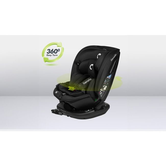 Lionelo - Scaun auto Bastiaan RWF i-Size, Pozitie de somn, Protectie laterala, Rotire 360 grade, 0-36 Kg, Cu Isofix si Centura Top Tether, Conform cu standardul european de securitate ECE R129, Negru BYNLO-BASTIAAN_RWF_ISIZE_BLACK_CARBON