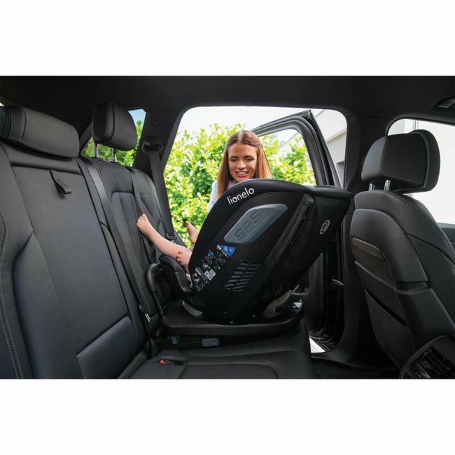 Lionelo - Scaun auto Bastiaan RWF i-Size, Pozitie de somn, Protectie laterala, Rotire 360 grade, 0-36 Kg, Cu Isofix si Centura Top Tether, Conform cu standardul european de securitate ECE R129, Negru BYNLO-BASTIAAN_RWF_ISIZE_BLACK_CARBON