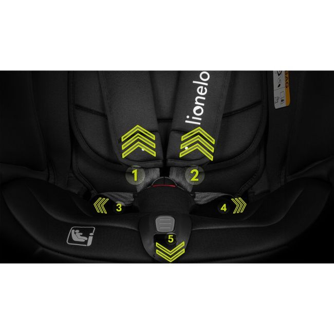 Lionelo - Scaun auto Bastiaan RWF i-Size, Pozitie de somn, Protectie laterala, Rotire 360 grade, 0-36 Kg, Cu Isofix si Centura Top Tether, Conform cu standardul european de securitate ECE R129, Negru BYNLO-BASTIAAN_RWF_ISIZE_BLACK_CARBON