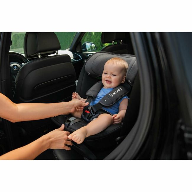Lionelo - Scaun auto Bastiaan RWF i-Size, Pozitie de somn, Protectie laterala, Rotire 360 grade, 0-36 Kg, Cu Isofix si Centura Top Tether, Conform cu standardul european de securitate ECE R129, Negru BYNLO-BASTIAAN_RWF_ISIZE_BLACK_CARBON