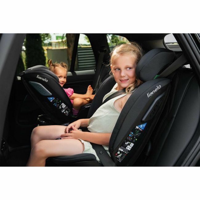 Lionelo - Scaun auto Bastiaan RWF i-Size, Pozitie de somn, Protectie laterala, Rotire 360 grade, 0-36 Kg, Cu Isofix si Centura Top Tether, Conform cu standardul european de securitate ECE R129, Negru BYNLO-BASTIAAN_RWF_ISIZE_BLACK_CARBON