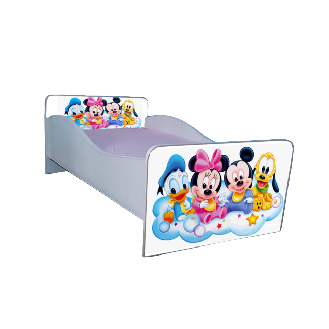 Pat Pentru Copii Minnie Si Prietenii - 180x80 Cm, Fara Sertar Ptv3227