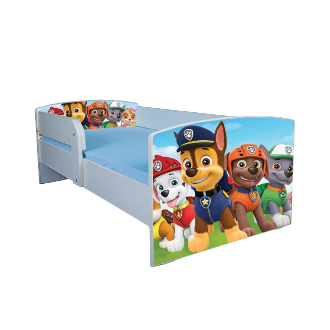 Pat Copii Patrula Catelusilor 1 Cu Sertar Si Saltea 130x60 Cm Ptv3356