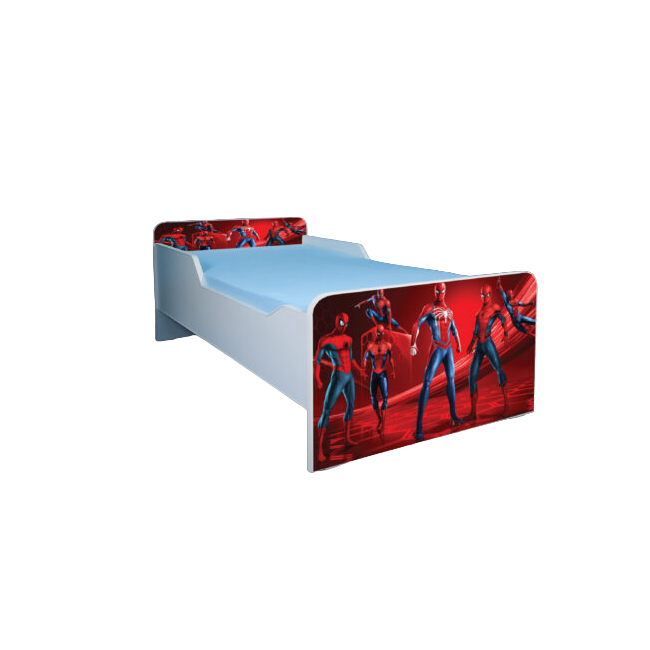 Pat Baieti 2-6 Ani Spiderman 4 Cu Saltea Inclusa 130x60 Cm Si Sertar Ptv3344