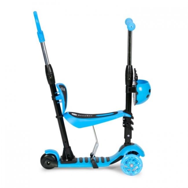 Trotineta 5 in 1 cu sezut si 3 roti cu led ecotoys ym-sw-6 - albastru edeediym-sw-6blue