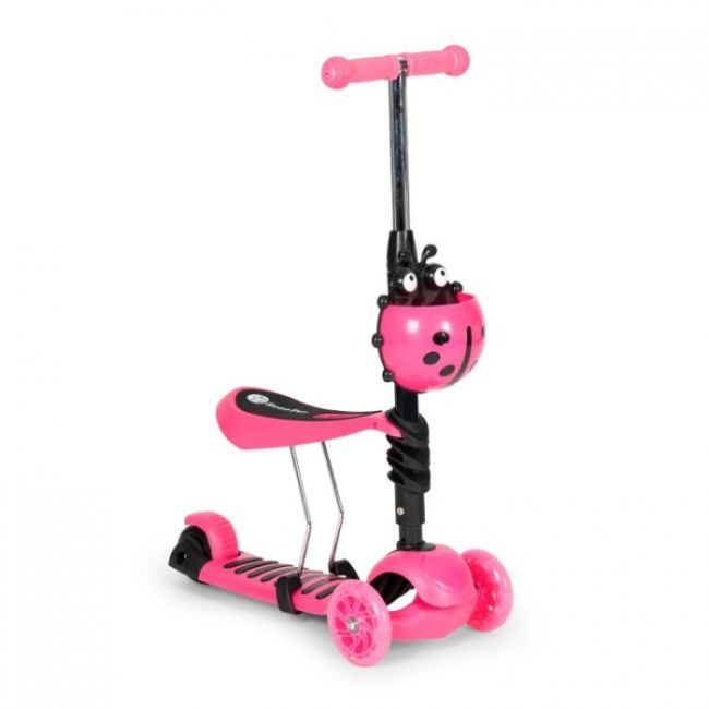 Trotineta 5 in 1 cu sezut si 3 roti cu led ecotoys ym-sw-6 - roz edeediym-sw-6pink