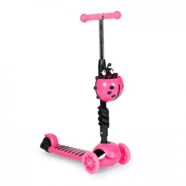 Trotineta 5 in 1 cu sezut si 3 roti cu led ecotoys ym-sw-6 - roz edeediym-sw-6pink