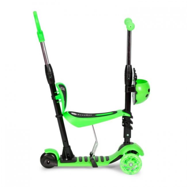 Trotineta 5 in 1 cu sezut si 3 roti cu led ecotoys ym-sw-6 - verde edeediym-sw-6green