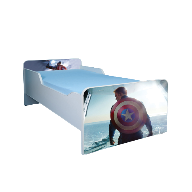 Pat La Comanda Baieti 2-12 Ani Captain America Include Saltea De 160x80, Fara Sertar Ptv1953