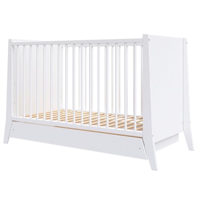 Patut copii din lemn hubners cosmo 120x60 cm alb cu sertar hubphcos12als