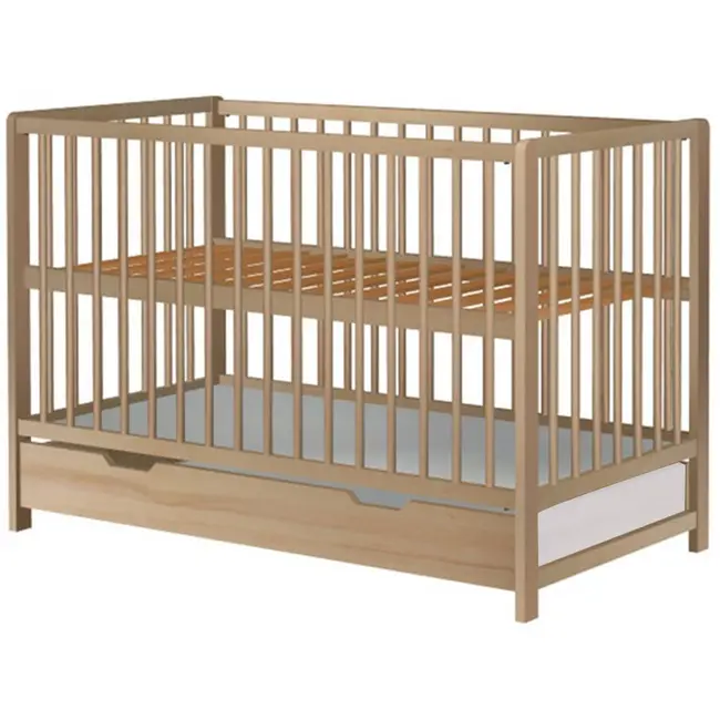 Patut copii din lemn hubners dominic 120x60 cm natur cu sertar hubphdom12nas