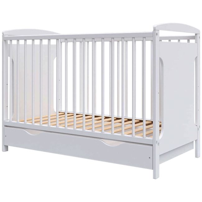Patut copii din lemn hubners karly 120x60 alb cu sertar hubphkar12als
