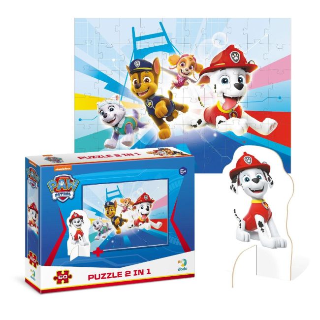 Puzzle 2 in 1 - patrula catelusilor in misiune (60 piese)