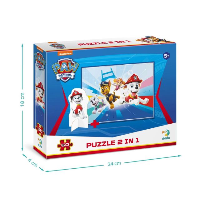Puzzle 2 in 1 - patrula catelusilor in misiune (60 piese)