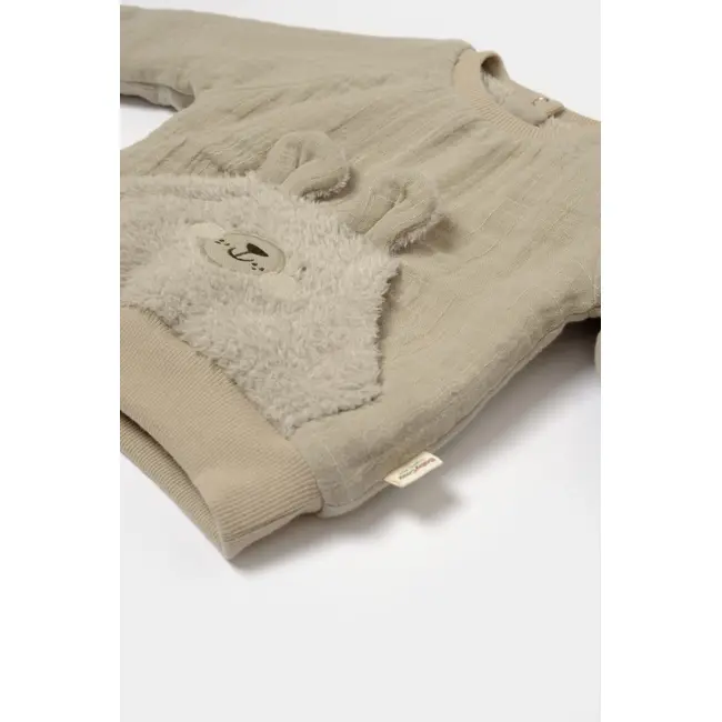 Set bluza cu buzunar si pantaloni Ursulet, Winter muselin, 100% bumbac dublat - Verde, BabyCosy (Marime: 9-12 luni) JEMBC-CSYM7031-9