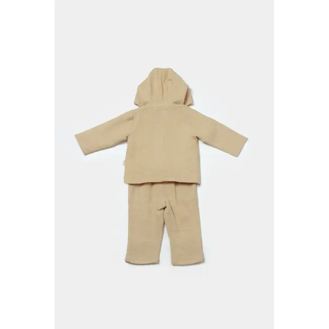 Set bluza cu gluga si pantaloni, Winter muselin, 100% bumbac - Apricot, BabyCosy (Marime: 12-18 Luni) JEMBC-CSYM7035-12