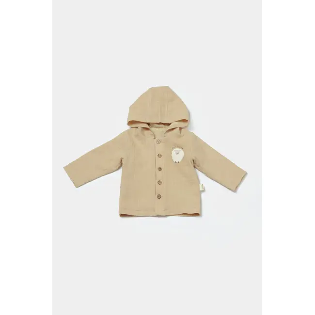 Set bluza cu gluga si pantaloni, Winter muselin, 100% bumbac - Apricot, BabyCosy (Marime: 12-18 Luni) JEMBC-CSYM7035-12