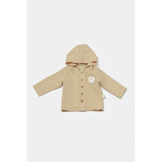 Set bluza cu gluga si pantaloni, Winter muselin, 100% bumbac - Apricot, BabyCosy (Marime: 9-12 luni) JEMBC-CSYM7035-9