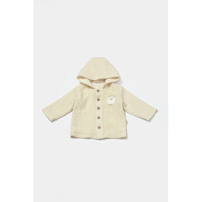 Set bluza cu gluga si pantaloni, Winter muselin, 100% bumbac - Stone, BabyCosy (Marime: 18-24 Luni) JEMBC-CSYM7033-18
