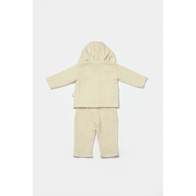 Set bluza cu gluga si pantaloni, Winter muselin, 100% bumbac - Stone, BabyCosy (Marime: 18-24 Luni) JEMBC-CSYM7033-18