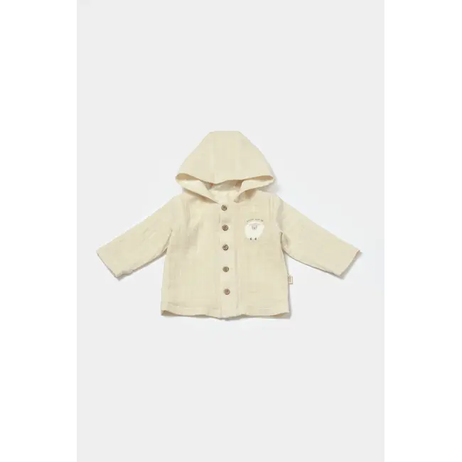 Set bluza cu gluga si pantaloni, Winter muselin, 100% bumbac - Stone, BabyCosy (Marime: 6-9 luni) JEMBC-CSYM7033-6