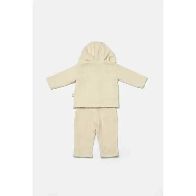 Set bluza cu gluga si pantaloni, Winter muselin, 100% bumbac - Stone, BabyCosy (Marime: 6-9 luni) JEMBC-CSYM7033-6