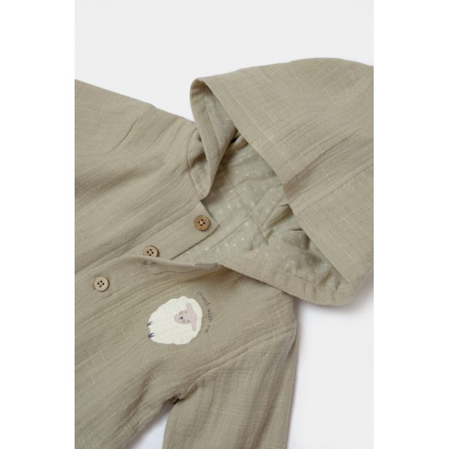 Set bluza cu gluga si pantaloni, Winter muselin, 100% bumbac - Verde, BabyCosy (Marime: 18-24 Luni) JEMBC-CSYM7034-18