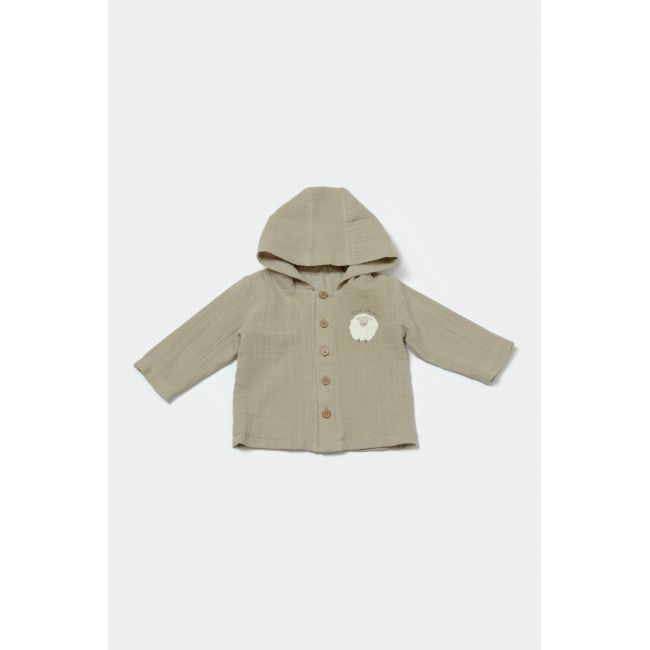 Set bluza cu gluga si pantaloni, Winter muselin, 100% bumbac - Verde, BabyCosy (Marime: 6-9 luni) JEMBC-CSYM7034-6