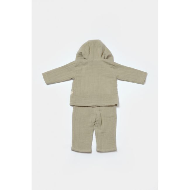 Set bluza cu gluga si pantaloni, Winter muselin, 100% bumbac - Verde, BabyCosy (Marime: 6-9 luni) JEMBC-CSYM7034-6