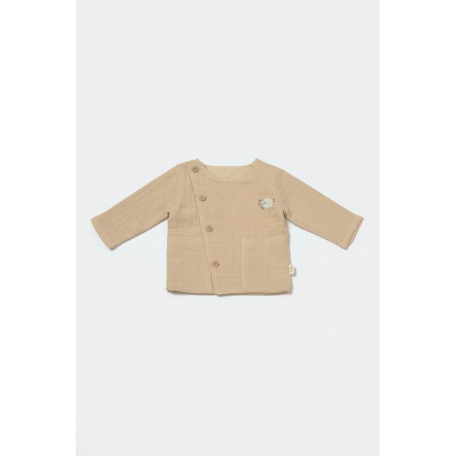 Set bluza cu nasturi si pantaloni , Winter muselin, 100% bumbac - Apricot, BabyCosy (Marime: 3-6 Luni) JEMBC-CSYM7020-3