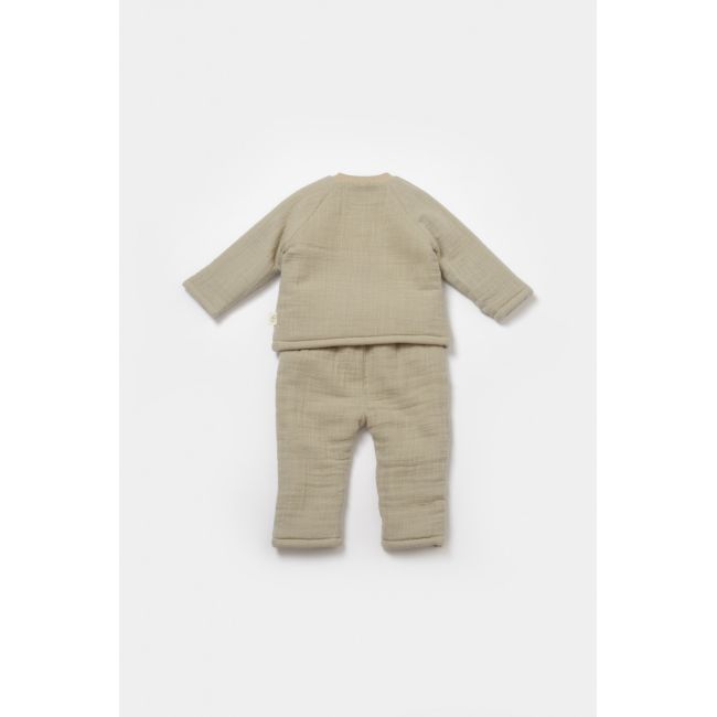 Set bluza dublata si pantaloni, Winter muselin, 100% bumbac - Verde, BabyCosy (Marime: 18-24 Luni) JEMBC-CSYM7022-18