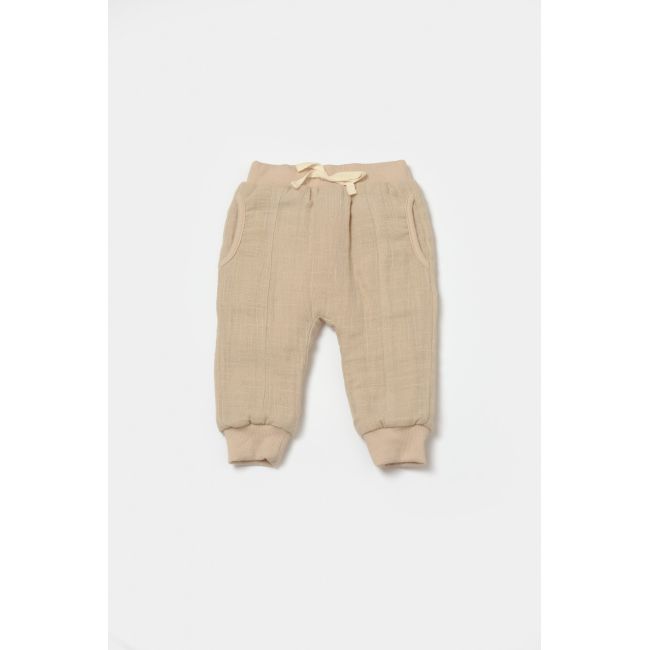 Set bluza dublata si pantaloni Ursulet, Winter muselin, 100% bumbac - Apricot, BabyCosy (Marime: 6-9 luni) JEMBC-CSYM7029-6