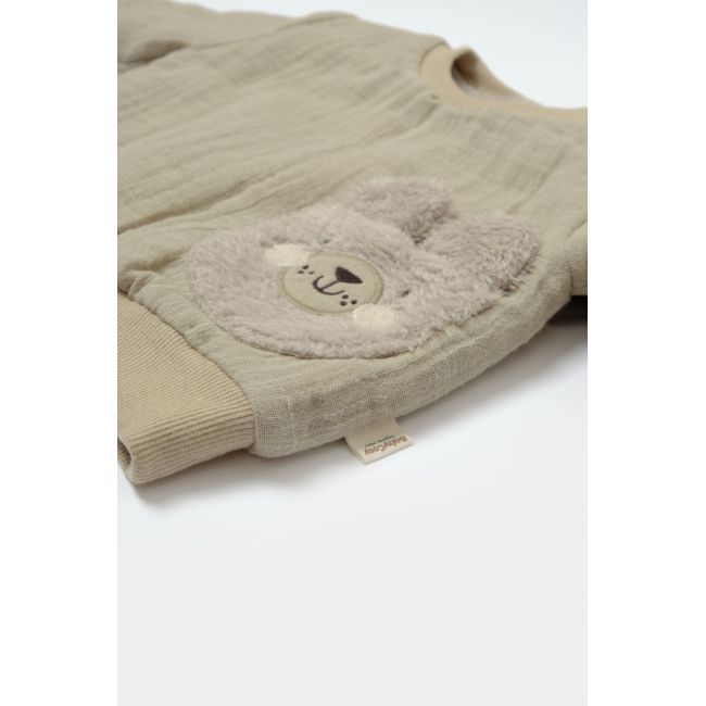 Set bluza dublata si pantaloni Ursulet, Winter muselin, 100% bumbac - Verde, BabyCosy (Marime: 6-9 luni) JEMBC-CSYM7028-6