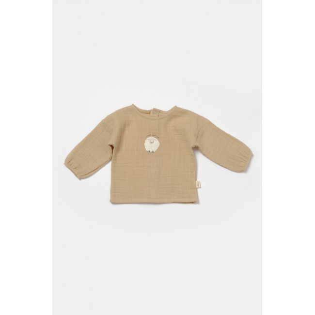 Set bluza si pantaloni, Winter muselin, 100% bumbac - Apricot, BabyCosy (Marime: 9-12 luni) JEMBC-CSYM7017-9