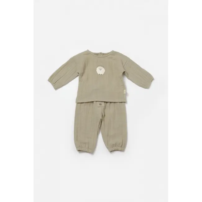 Set bluza si pantaloni, Winter muselin, 100% bumbac - Verde, BabyCosy (Marime: 18-24 Luni) JEMBC-CSYM7016-18